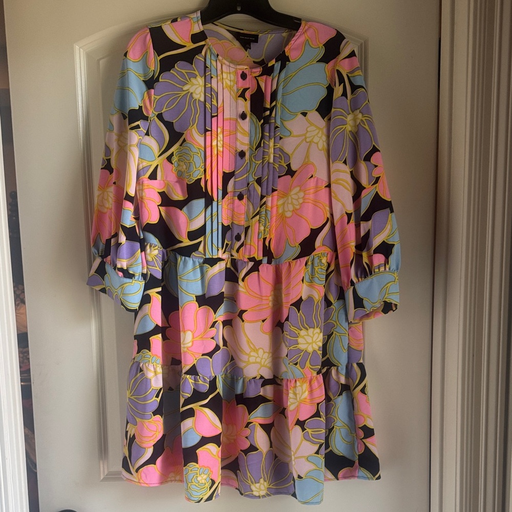Colorful Floral Dress with Tiered Design